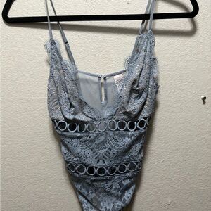 Victorias Secret Baby Blue Lace Bodysuit